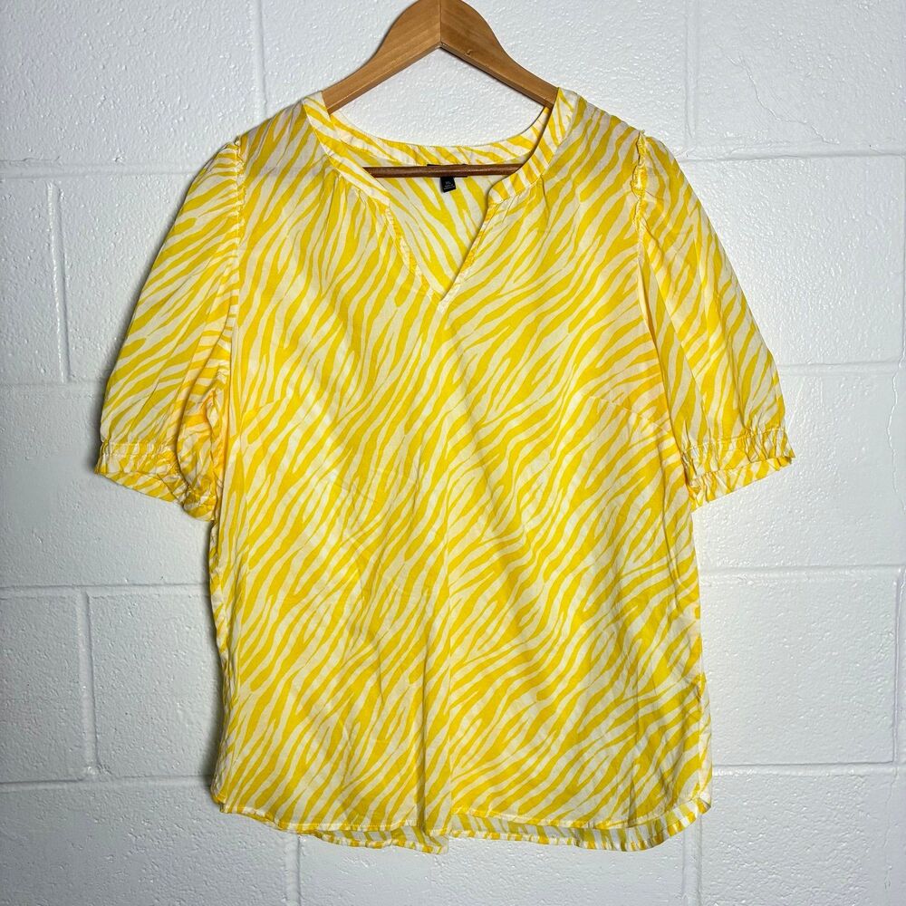 Talbots yellow zebra print cotton top
